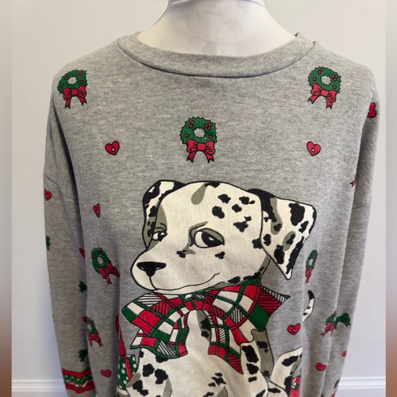 Young Stuff Studio 1X Dalmatian Christmas Sweatshirt - Picture 2 of 6